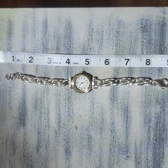 Ecclissi Sterling Silver 925 Two Tone Swirl Link Watch-sz 7 wrist - Picture 3 of 5